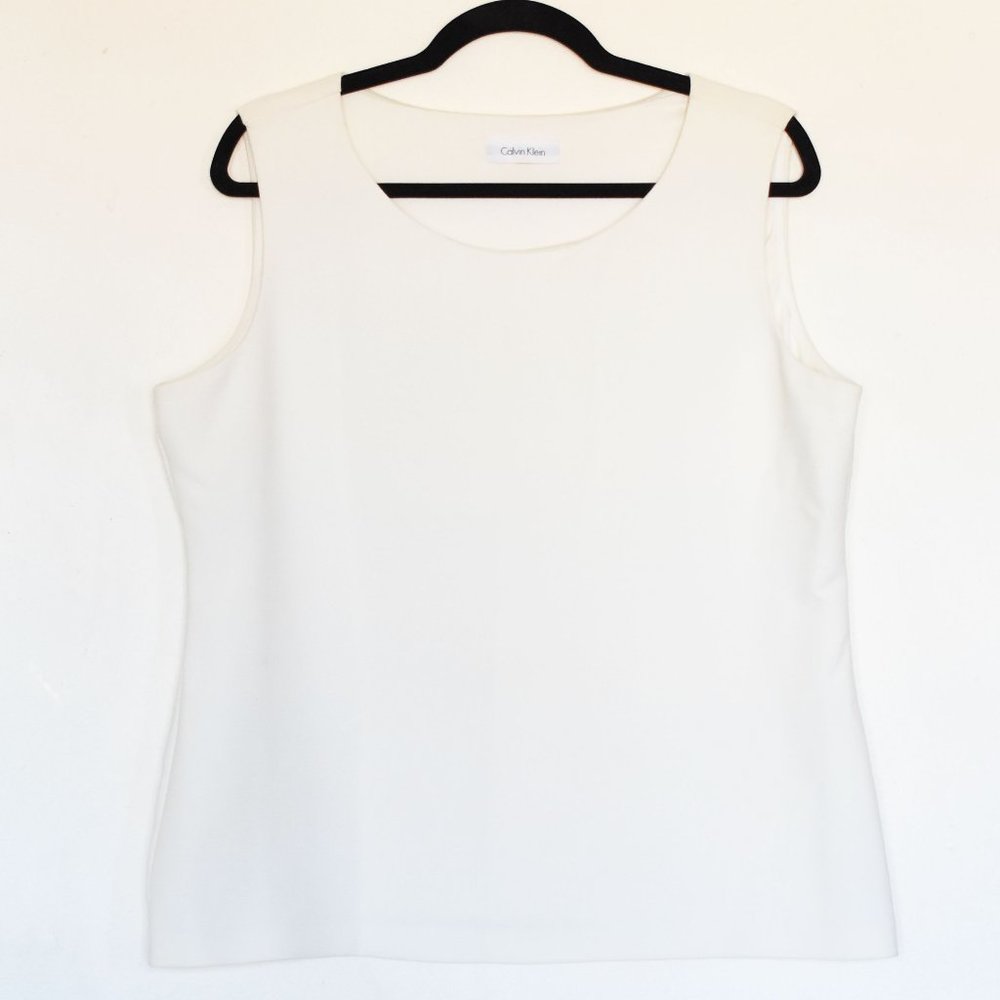 NWOT Calvin Klein White Sleeveless Work Blouse
